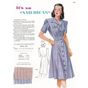 Vintage Maisonette Fabric Swatch 1940s 8x11 612