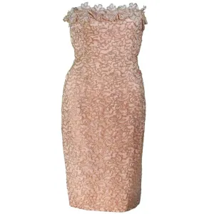 VINTAGE Pink Floral Strapless Cocktail Dress Size 4