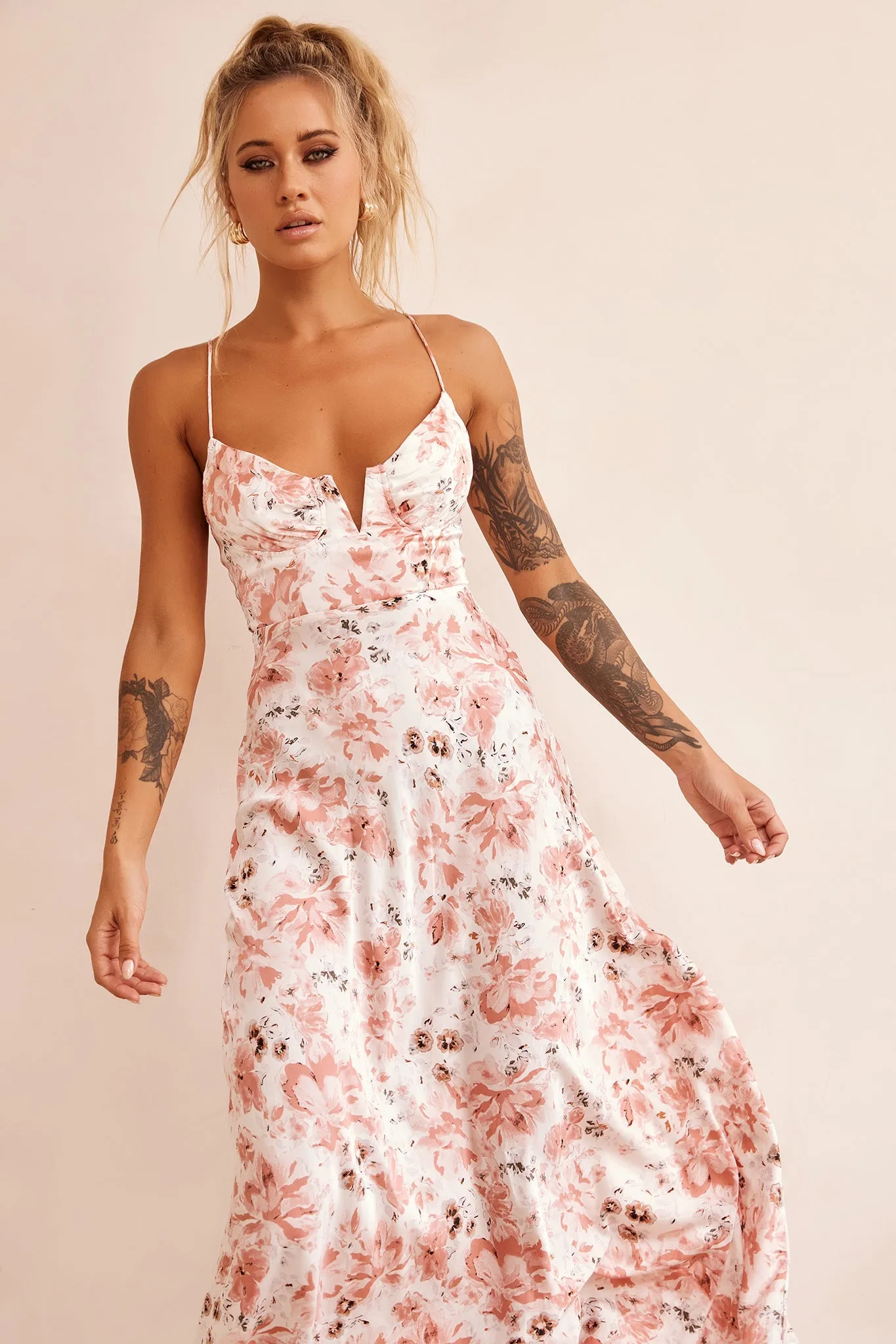 Vintage Summer Midi Dress - Rose