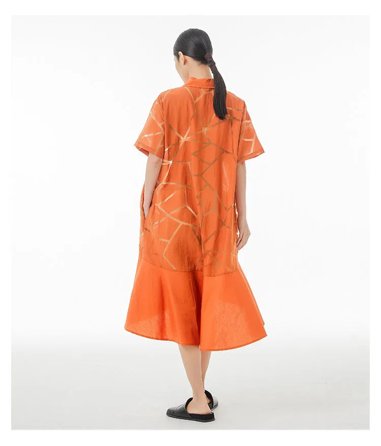 Vintage Summer Short Sleeves Irregular Long Shirts Dresses