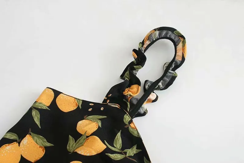 Vintage Suspenders Backless Slit Floral Chiffon Midi Dresses