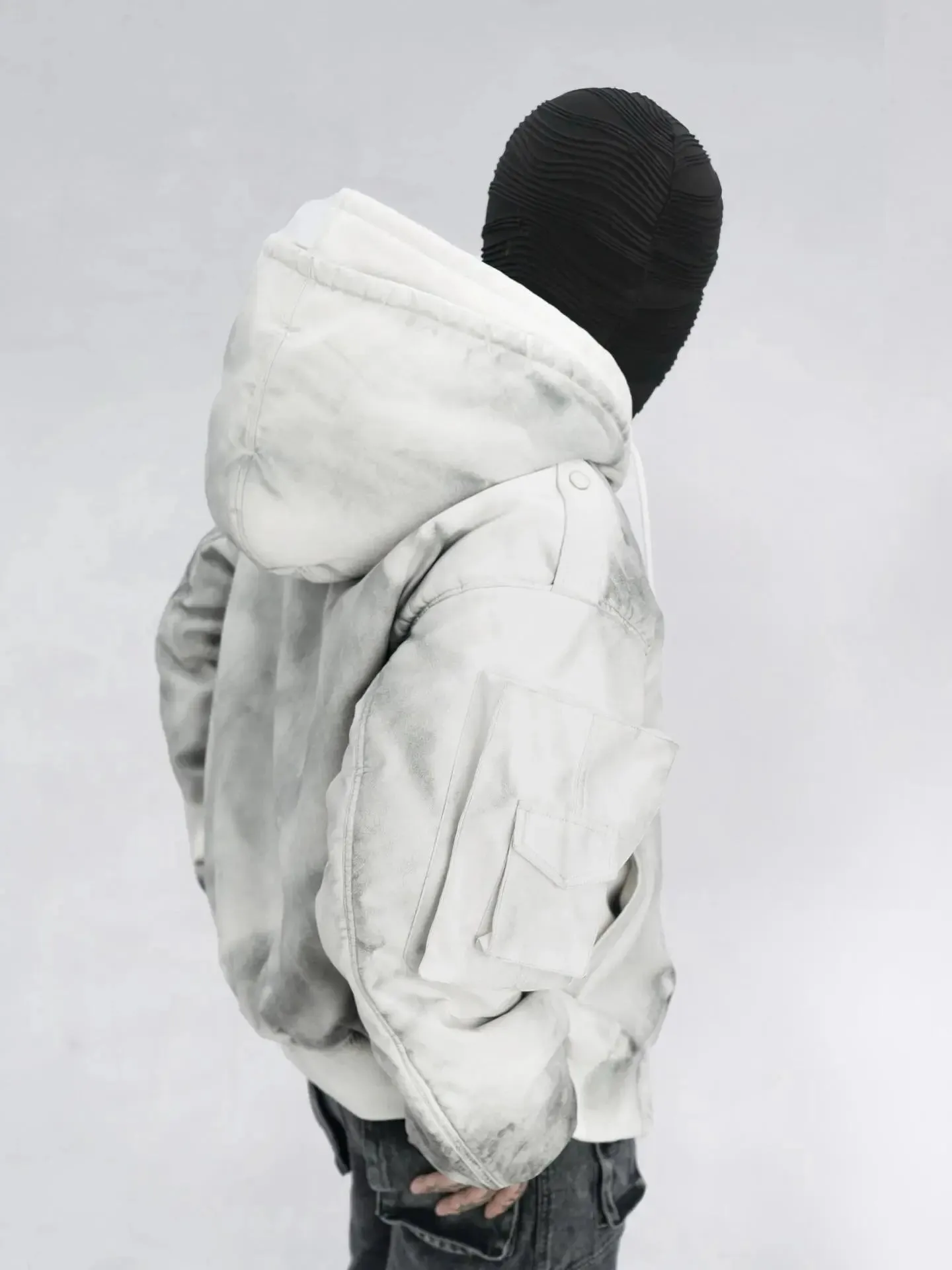 Vintage Washed Dirty Layered Hooded Jacket
