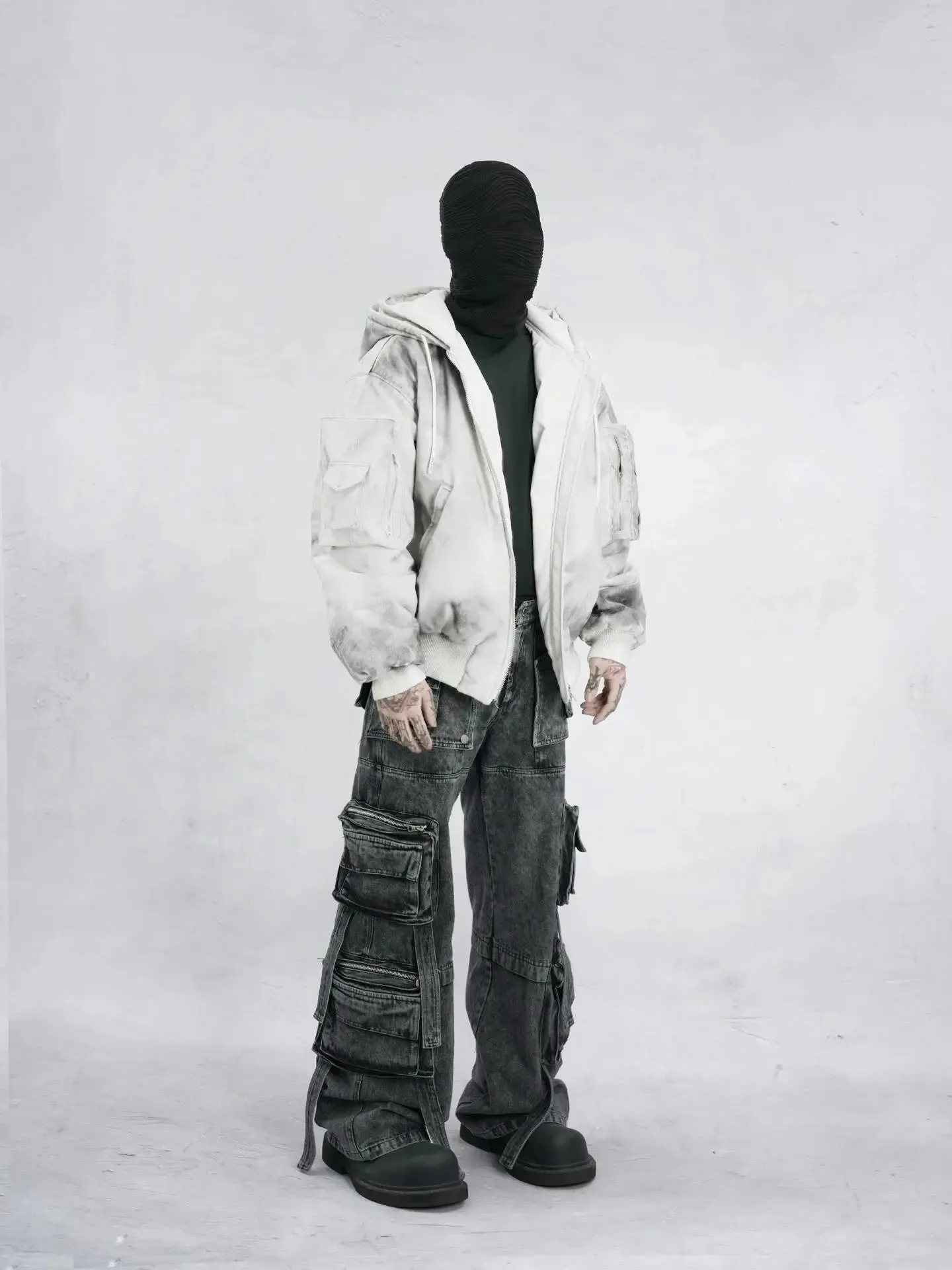 Vintage Washed Dirty Layered Hooded Jacket