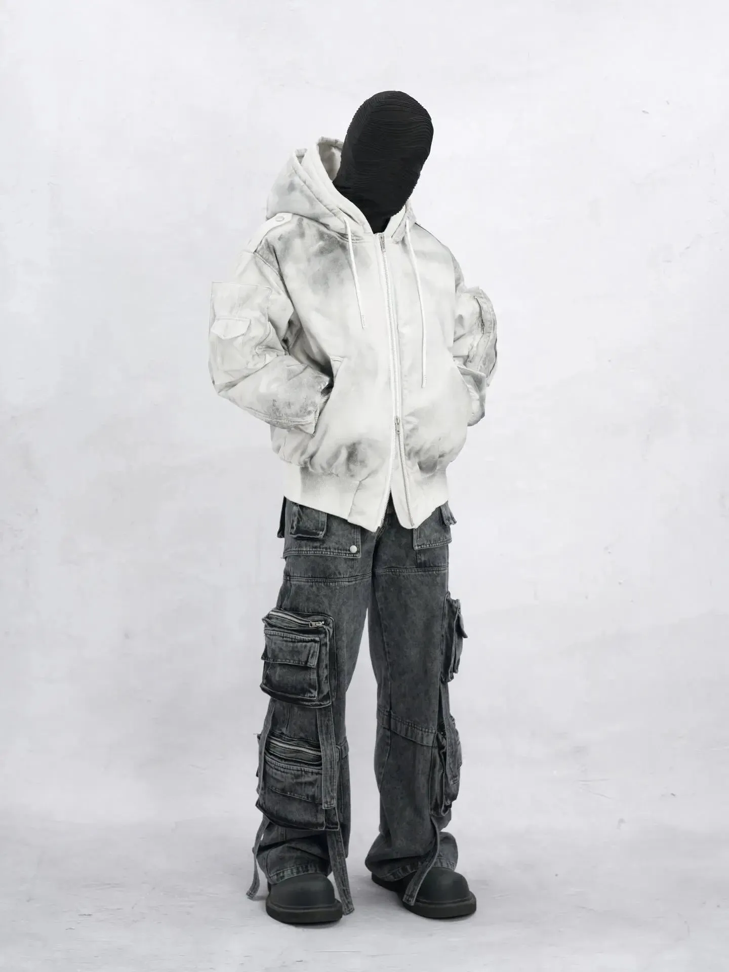 Vintage Washed Dirty Layered Hooded Jacket