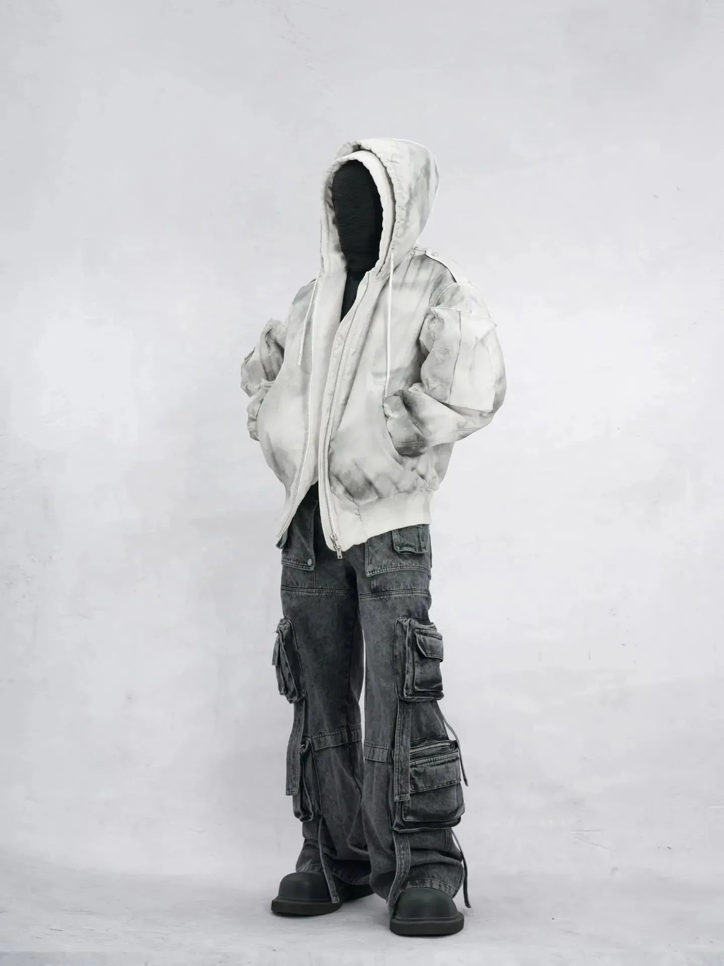Vintage Washed Dirty Layered Hooded Jacket