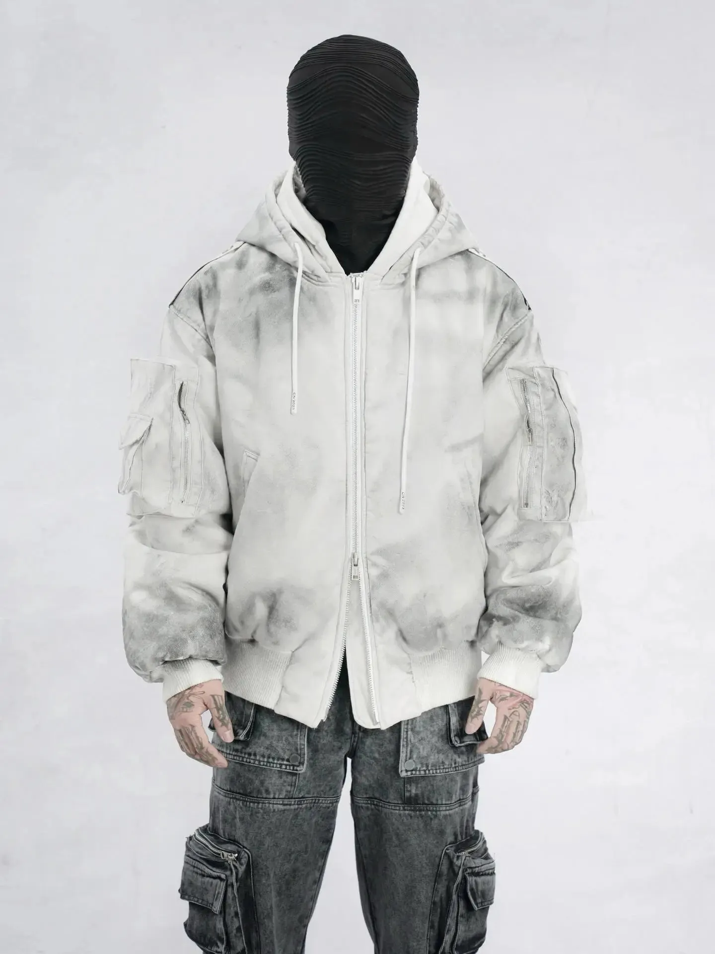 Vintage Washed Dirty Layered Hooded Jacket