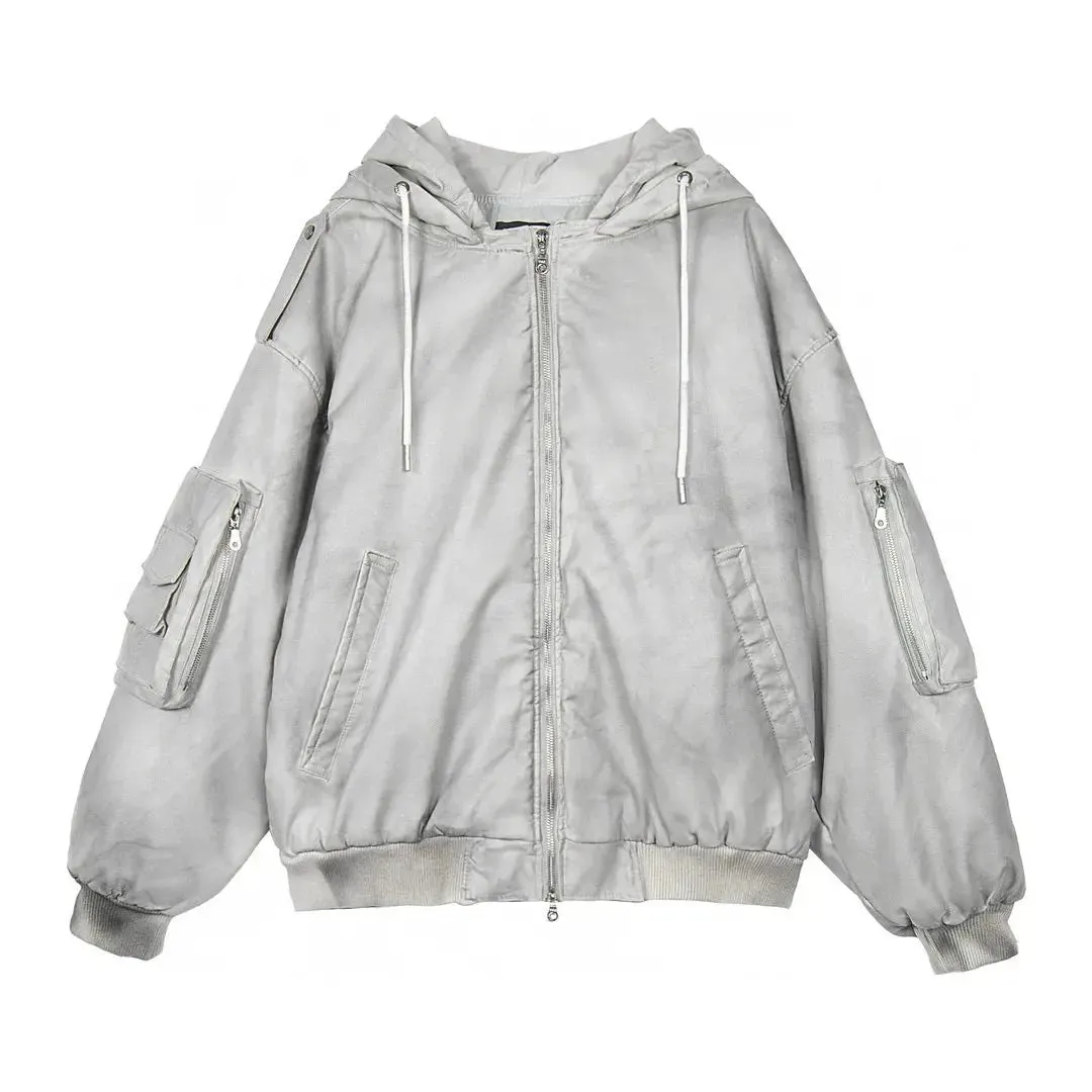 Vintage Washed Dirty Layered Hooded Jacket