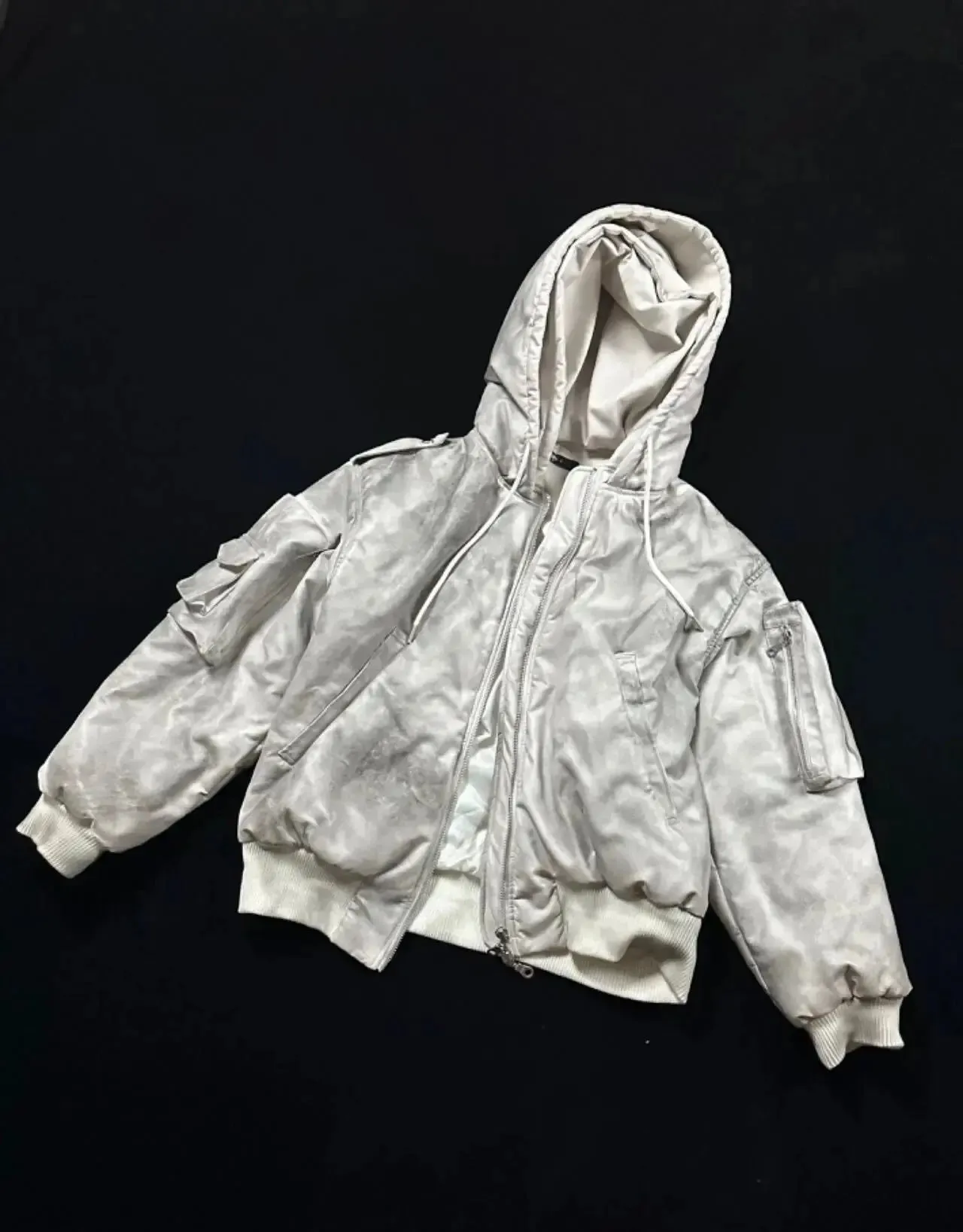 Vintage Washed Dirty Layered Hooded Jacket