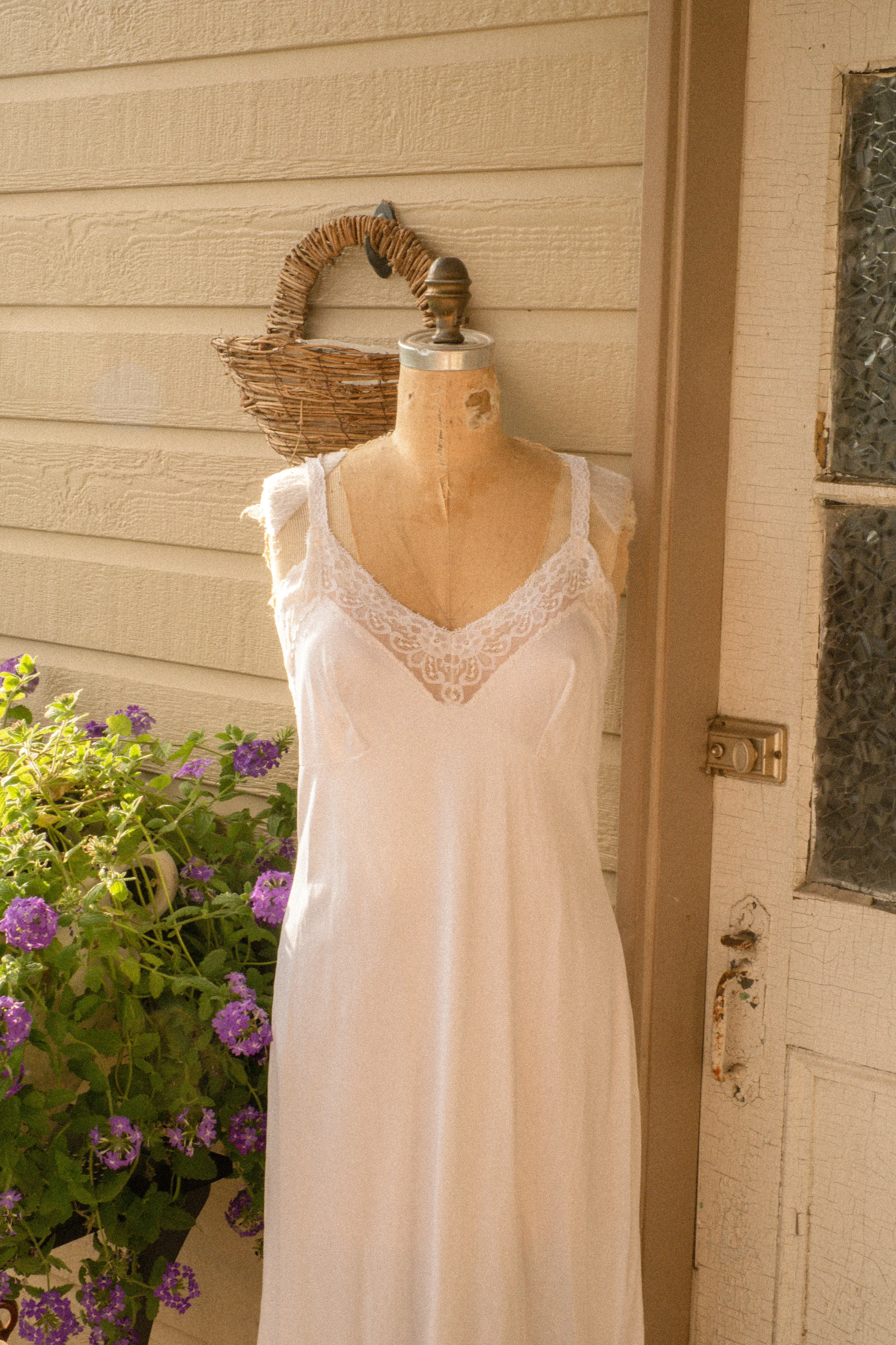 Vintage white lacey slip dress