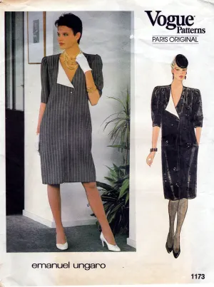 Vogue Paris Original 1173 EMANUEL UNGARO Womens Wrap Front Coatdress 1980s Vintage Sewing Pattern Size 12 or 14 UNCUT Factory Folded