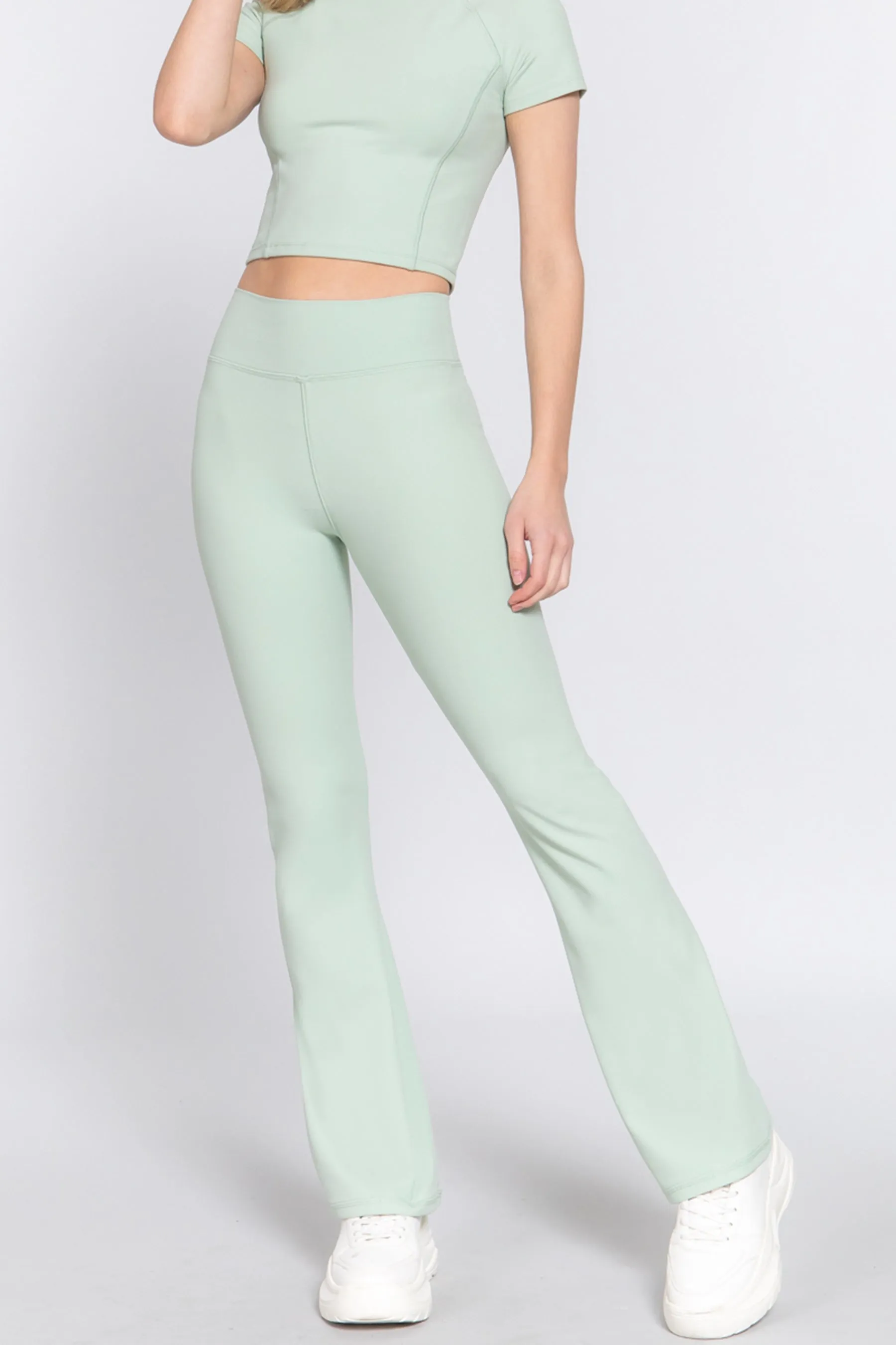 Waist Band Flare Stretch Workout Long Pants ZP13744C28 $7.50Each