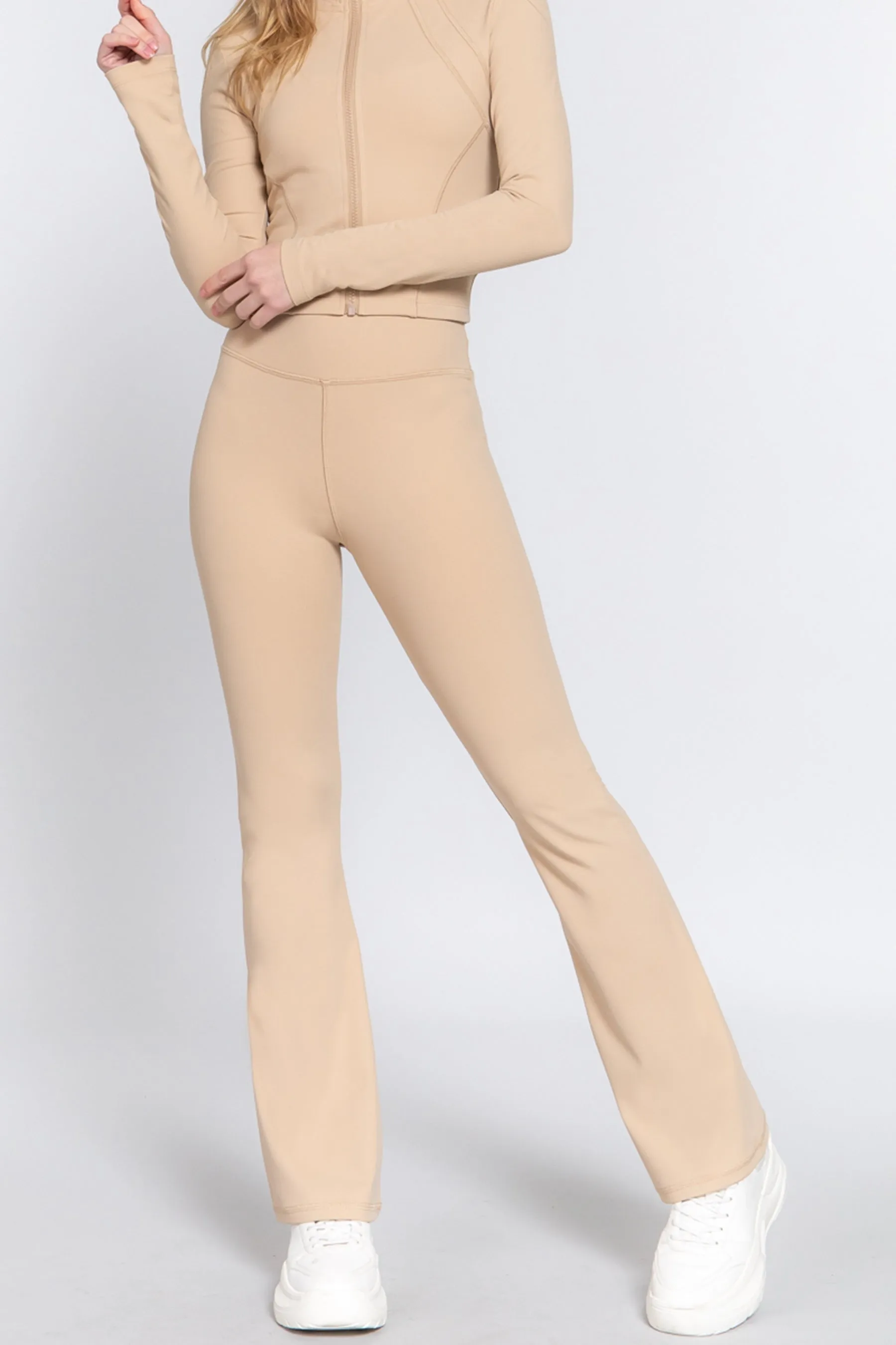 Waist Band Flare Stretch Workout Long Pants ZP13744C28 $7.50Each