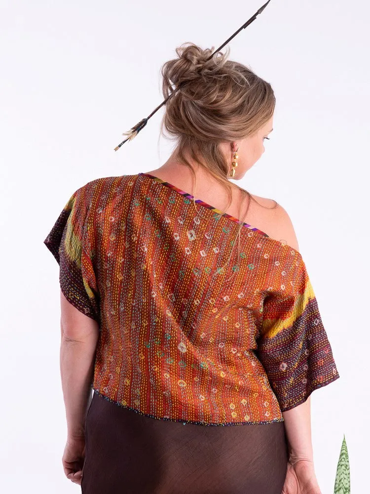 Wannabegeisha silk reversible top Uluru