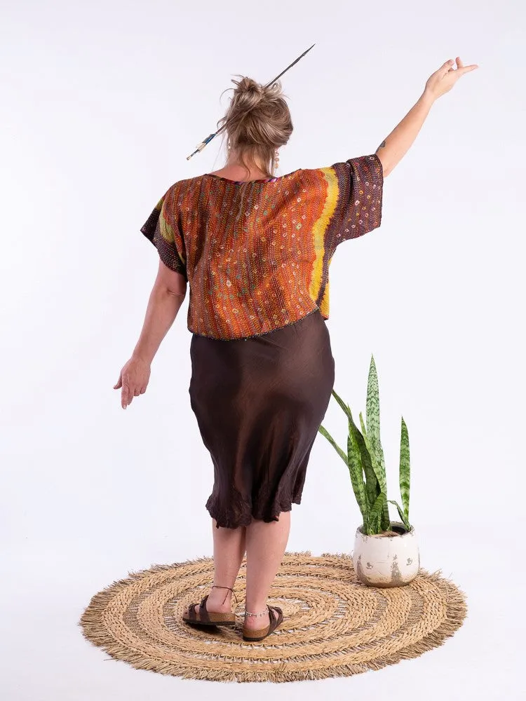 Wannabegeisha silk reversible top Uluru