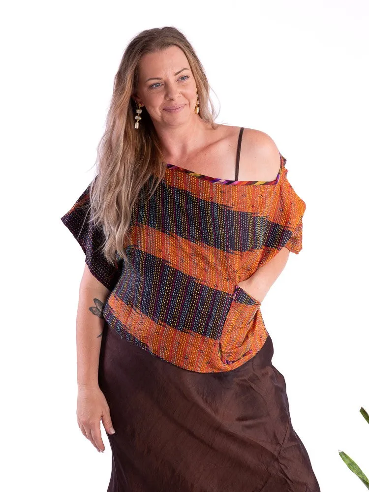 Wannabegeisha silk reversible top Uluru