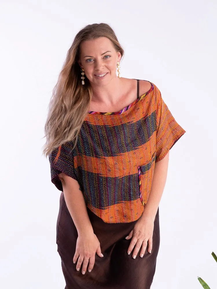 Wannabegeisha silk reversible top Uluru