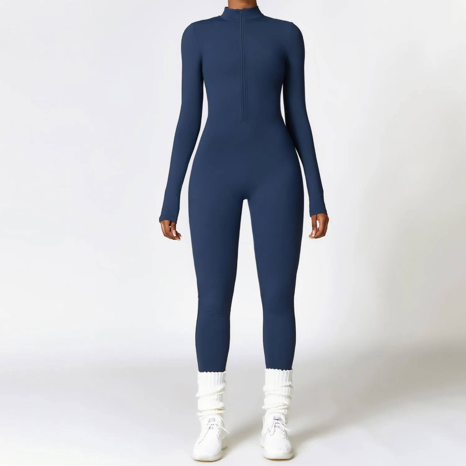 Warm Zipper Long-sleeved Jumpsuit