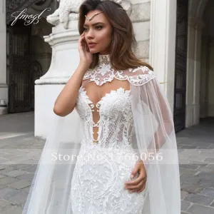 Wedding Dresses Appliques Button Court Train Trumpet Bridal Gown