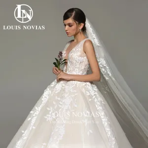 Wedding Dresses For Women Elegant Backless Beaded Flowers Embroidery