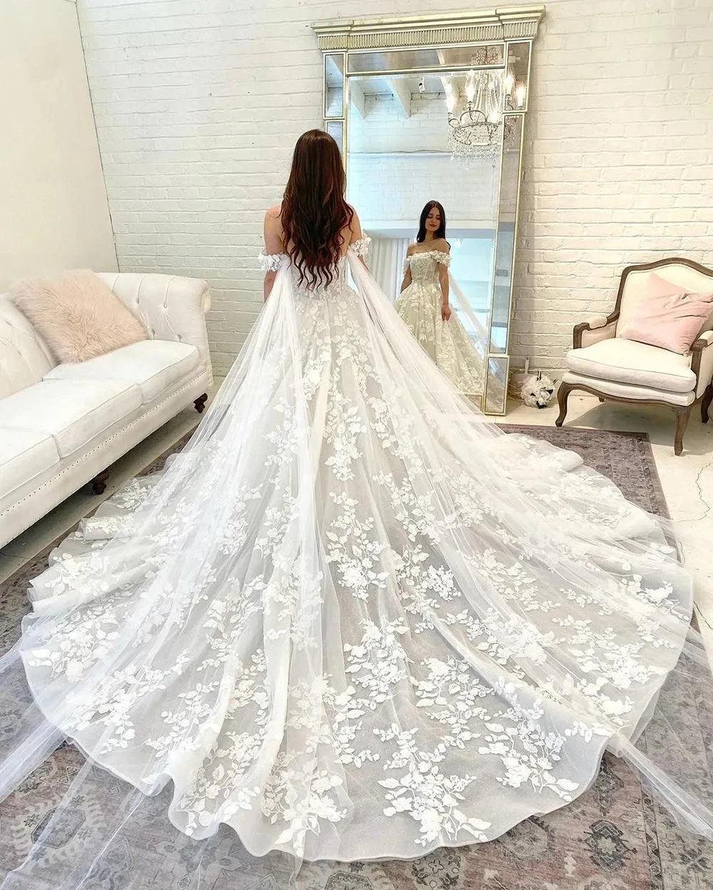 Wedding Dresses For Women Off the Shoulder Sweetheart Lace Appliques
