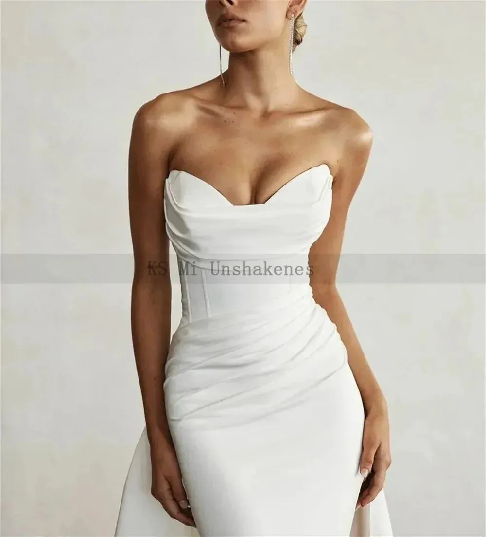Wedding Dresses Mermaid Strapless Bride Dress Long Train