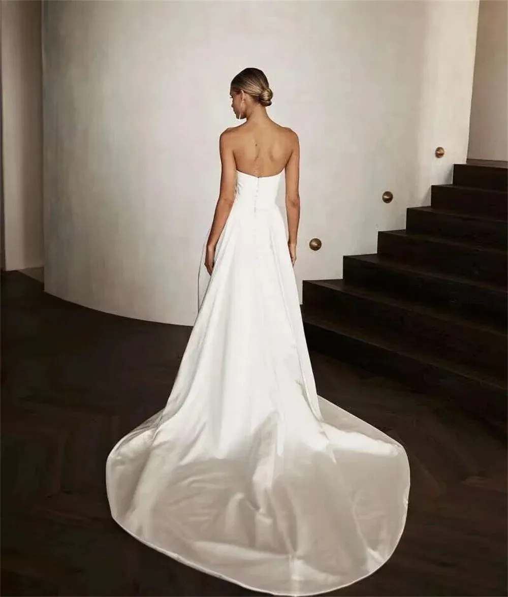 Wedding Dresses Mermaid Strapless Bride Dress Long Train