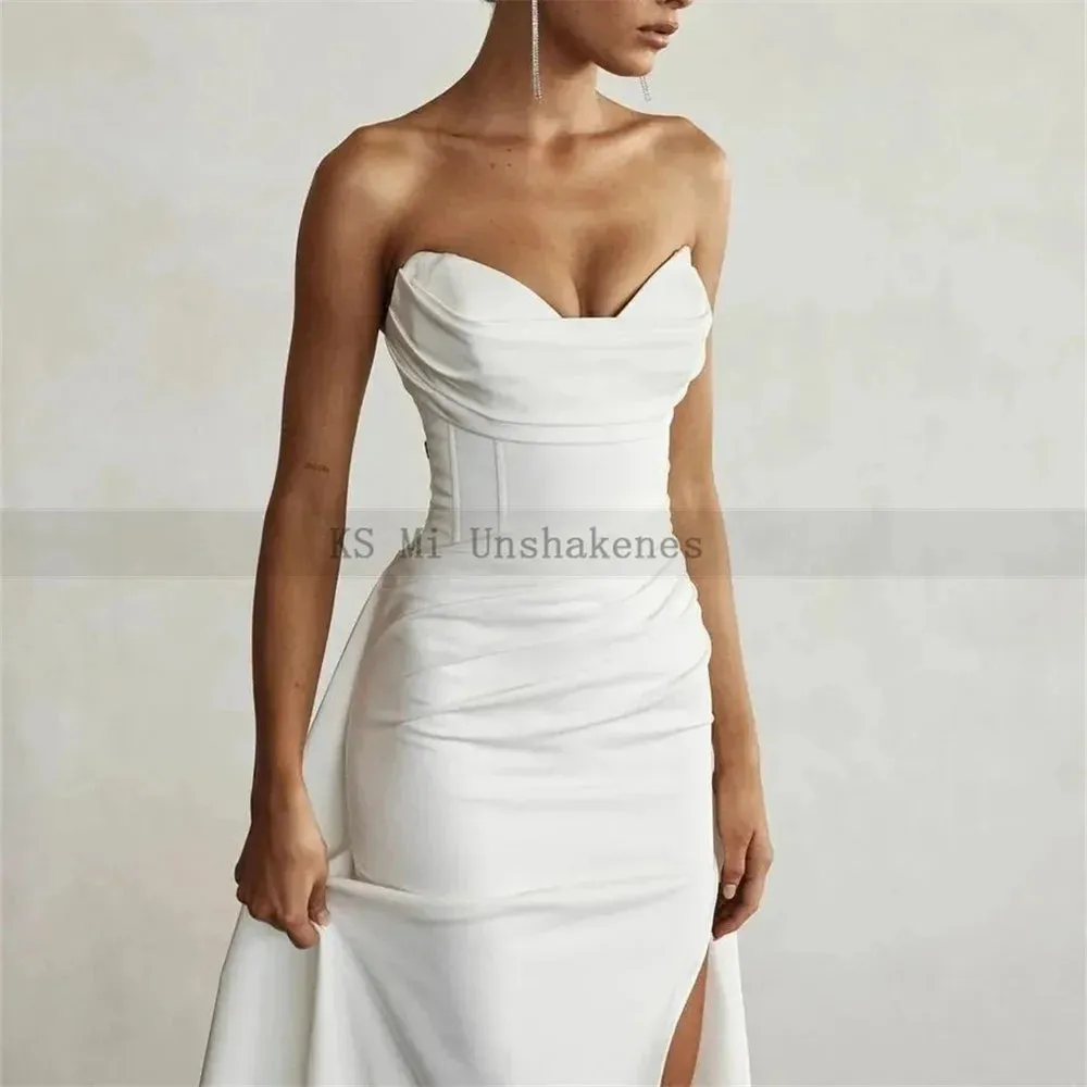 Wedding Dresses Mermaid Strapless Bride Dress Long Train