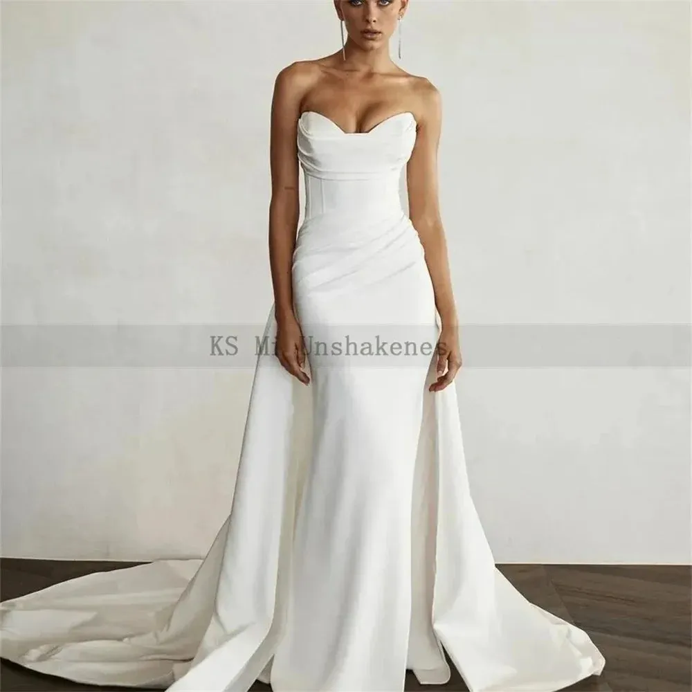 Wedding Dresses Mermaid Strapless Bride Dress Long Train