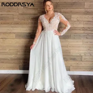 Wedding Dresses Sheer Lace Long Sleeves Robe De Mariée Bohème