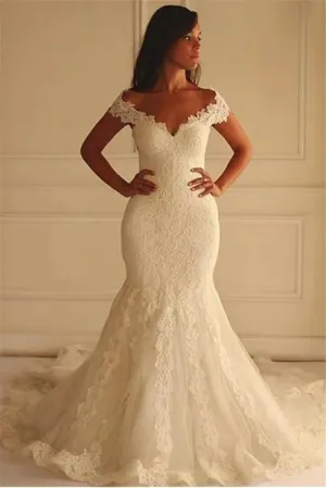 Wedding Guest Dresses: Ivory Wedding Dresses Mermaid Off The Shoulder Women