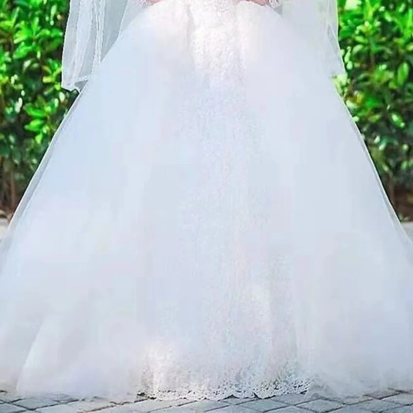 Wedding Guest Dresses: Long Sleeve Muslim Wedding Dress M01 Colorful Lace Applique
