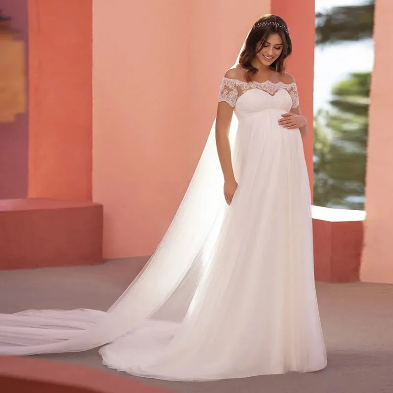 Wedding Guest Dresses: Long Wedding Dress For Woman Short Sleeves