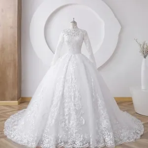 Wedding Guest Dresses: Wedding Dress Ball Gown Floor Length Sweep Train Tulle
