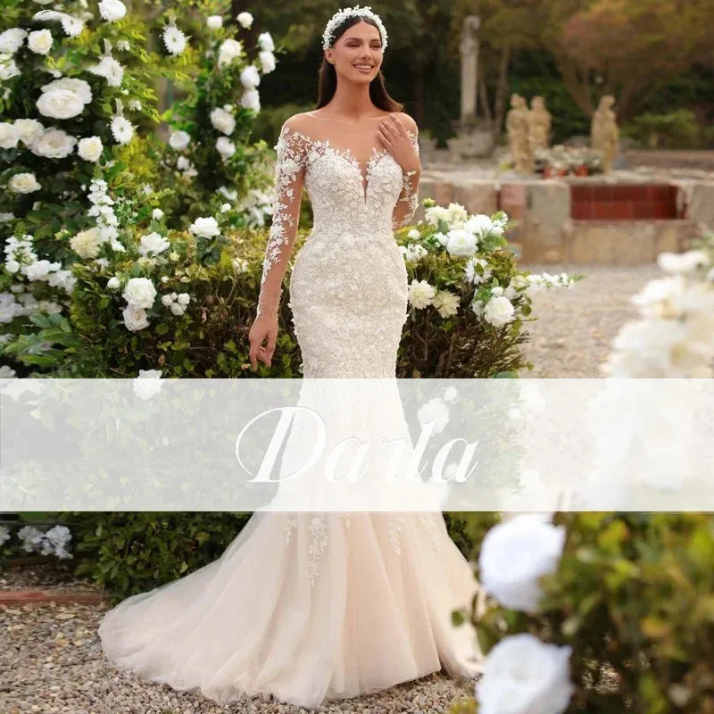 Wedding Guest Dresses: Wedding Dress Mermaid Garden Long Sleeve V Neck Princess