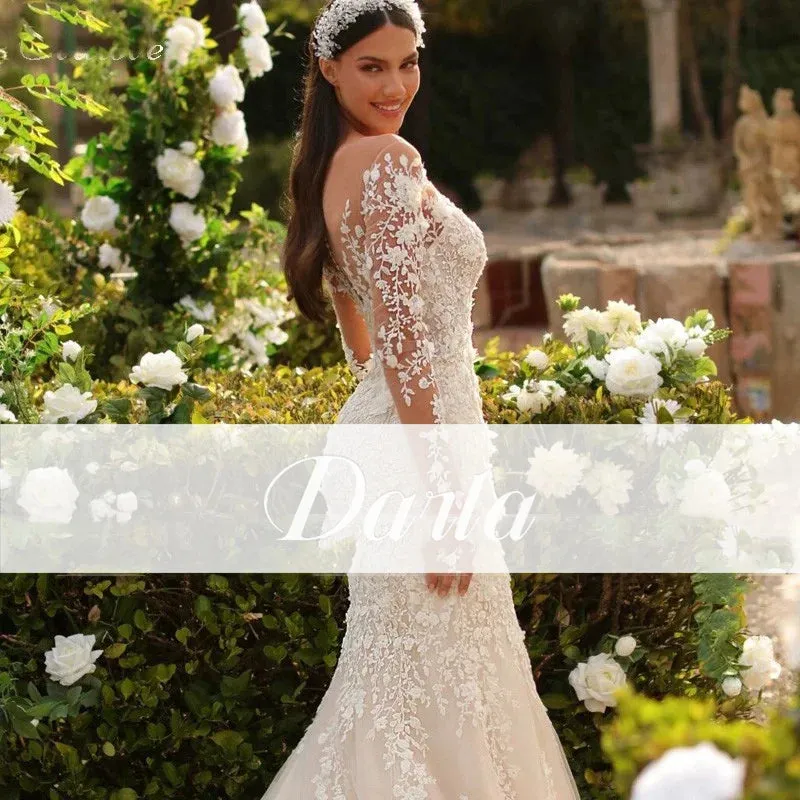 Wedding Guest Dresses: Wedding Dress Mermaid Garden Long Sleeve V Neck Princess