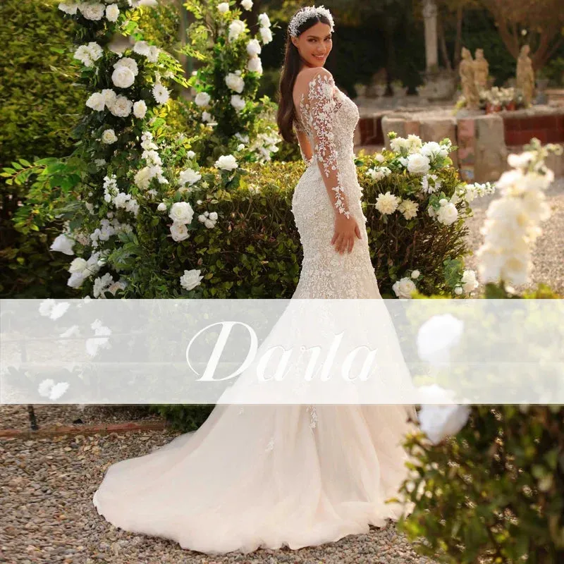 Wedding Guest Dresses: Wedding Dress Mermaid Garden Long Sleeve V Neck Princess