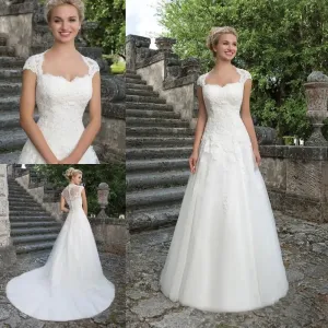 Wedding Guest Dresses: Wedding Dresses Cap Sleeve Royal Square Neck