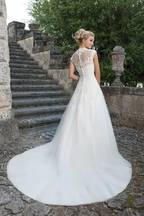 Wedding Guest Dresses: Wedding Dresses Cap Sleeve Royal Square Neck