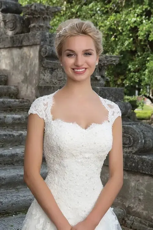 Wedding Guest Dresses: Wedding Dresses Cap Sleeve Royal Square Neck