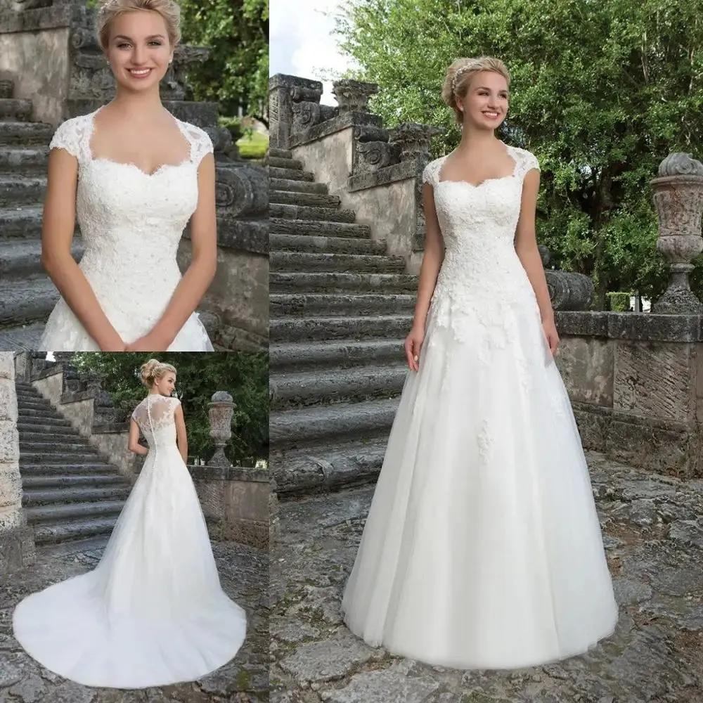 Wedding Guest Dresses: Wedding Dresses Cap Sleeve Royal Square Neck