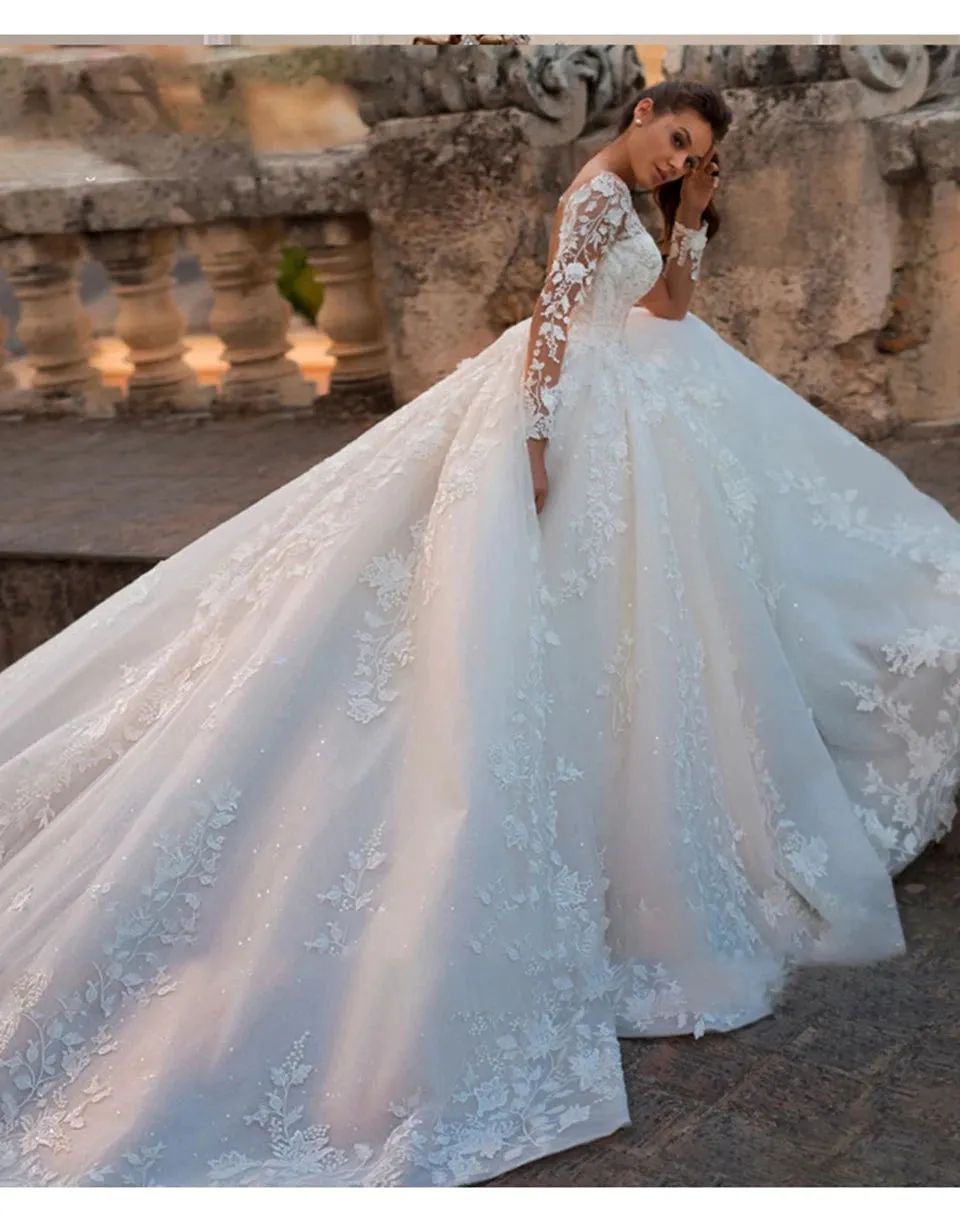 Wedding Guest Dresses: Wedding Dresses Elegant Long Sleeves Appliques Lace
