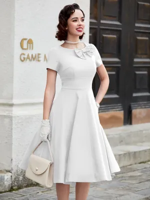 Weißes Vintage-Kleid Midi - Greta