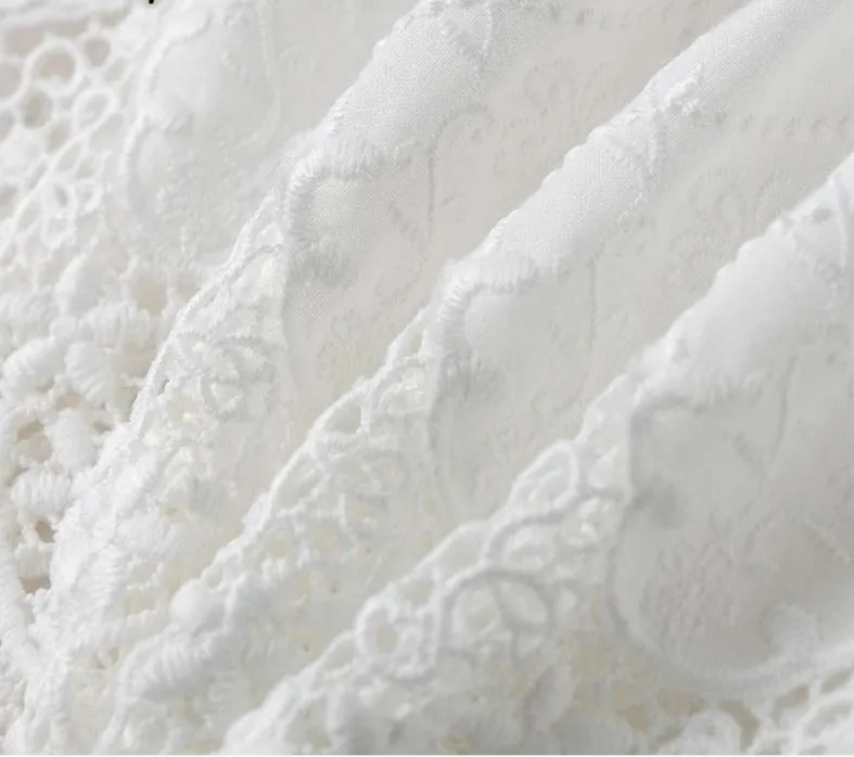 White Backless Lace Ruffled Top