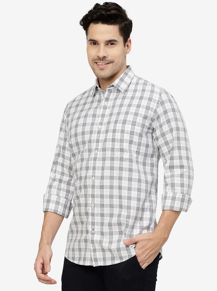 White Checked Smart Fit Semi Casual Shirt | Greenfibre
