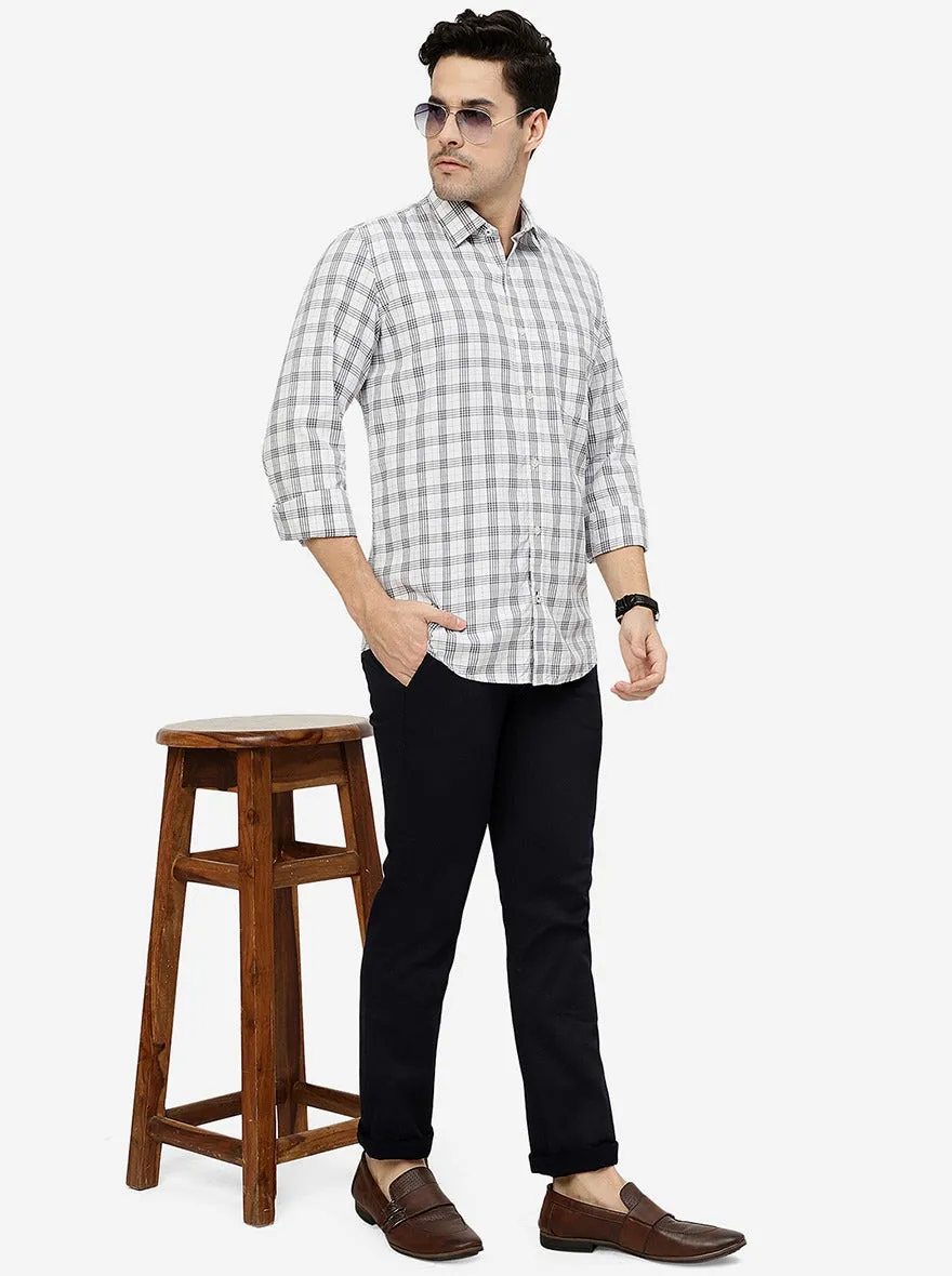 White Checked Smart Fit Semi Casual Shirt | Greenfibre