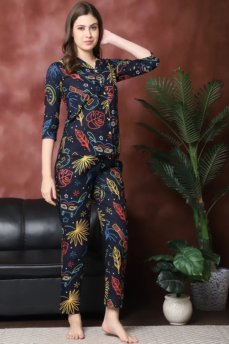 White Color Floral Printed Pure Cotton Co-ord Set for Women | S-XXL | Claura