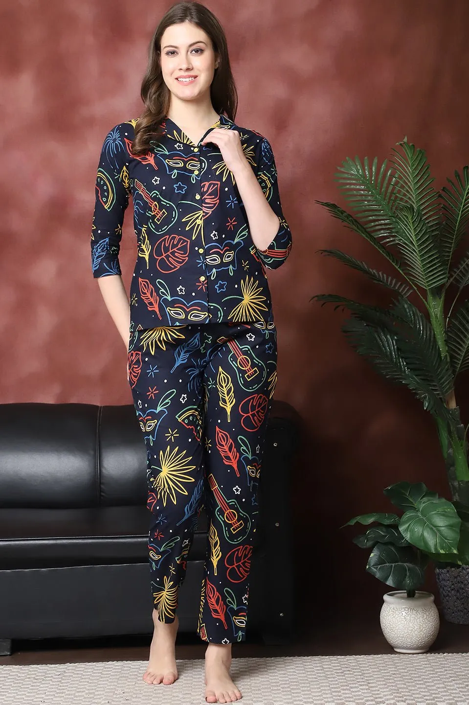White Color Floral Printed Pure Cotton Co-ord Set for Women | S-XXL | Claura