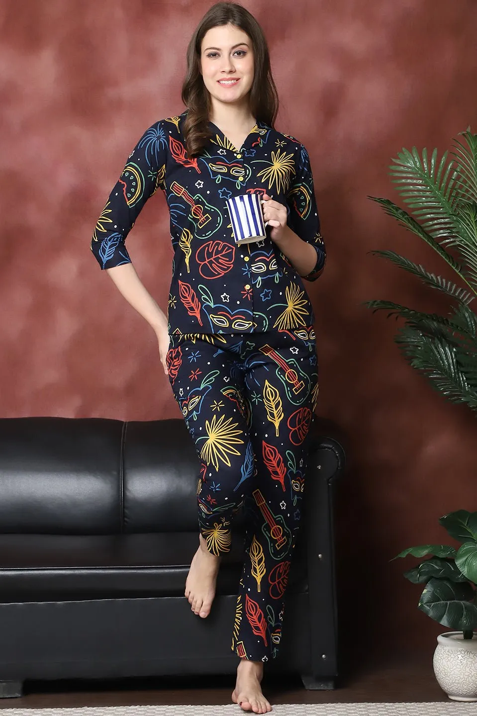 White Color Floral Printed Pure Cotton Co-ord Set for Women | S-XXL | Claura