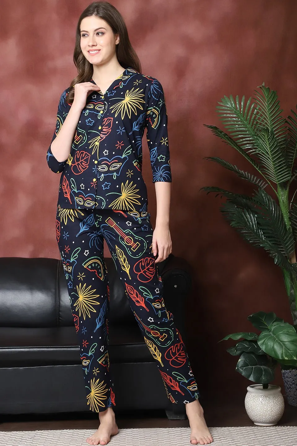 White Color Floral Printed Pure Cotton Co-ord Set for Women | S-XXL | Claura