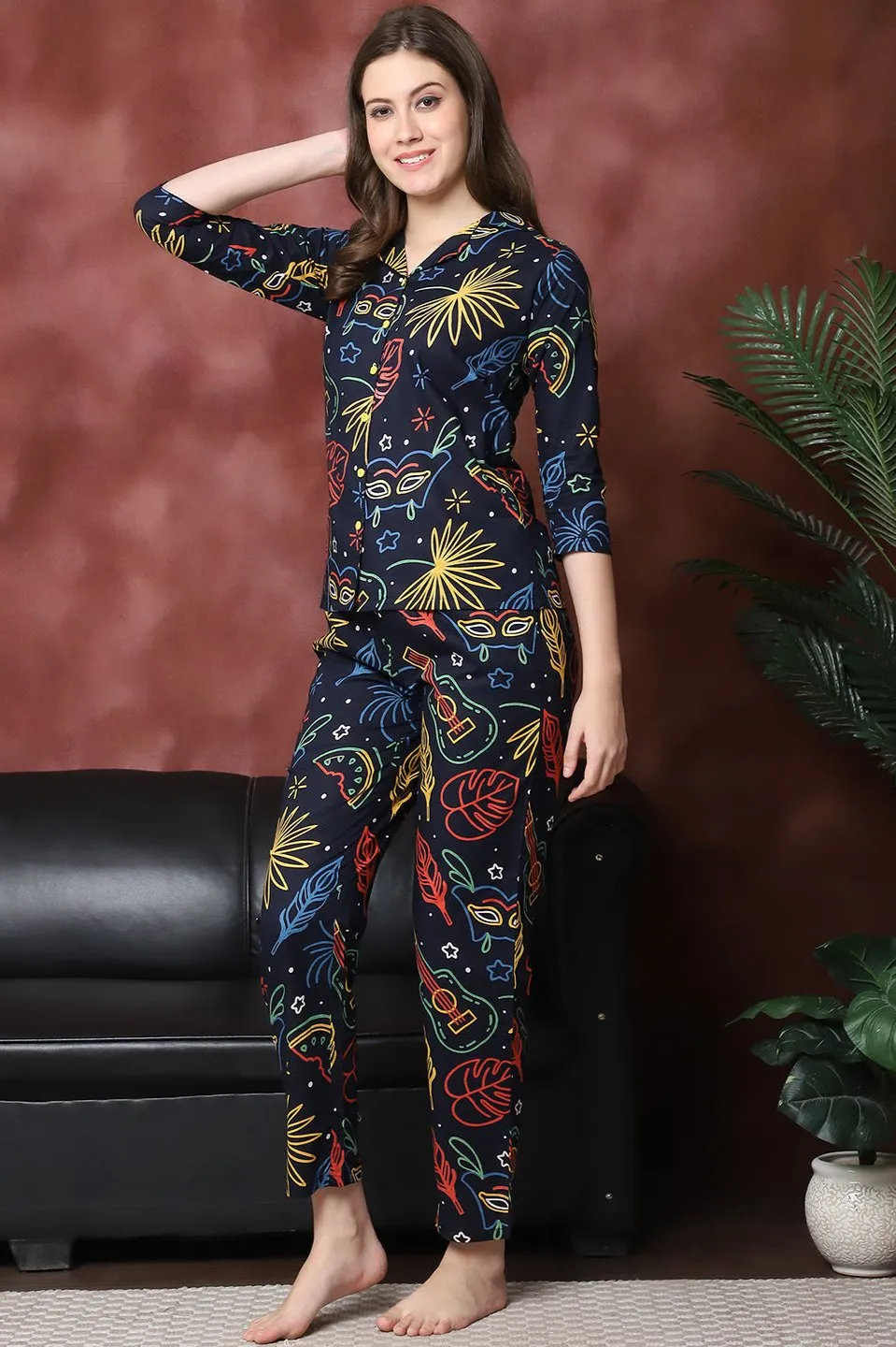 White Color Floral Printed Pure Cotton Co-ord Set for Women | S-XXL | Claura